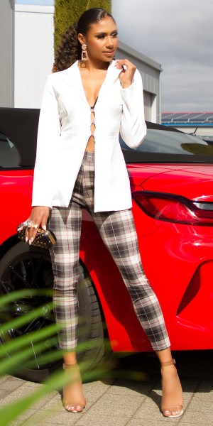 Koucla Sexy Highwaist Hose mit Karomuster und Taschen