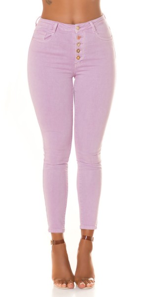 Koucla Sexy Highwaist Jeans "flieder" Mit Knopf-Details