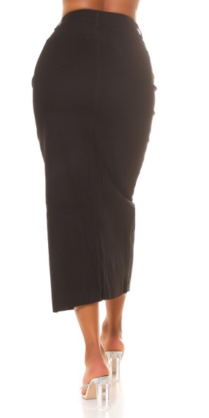 Koucla Sexy Highwaist Jeans Rock Mit Glitzersteinchen