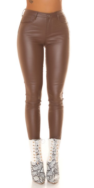 Koucla Sexy Highwaist Leder Optik Hose Mit Push-Up Effekt