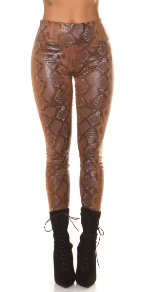 Koucla Sexy Highwaist Lederlook Leggings Mit Snake Print