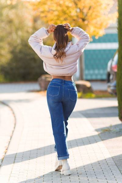 Koucla Sexy Highwaist Push Up Used Look Jeans Mit Schlag