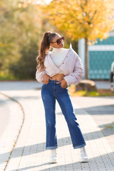 Koucla Sexy Highwaist Push Up Used Look Jeans Mit Schlag