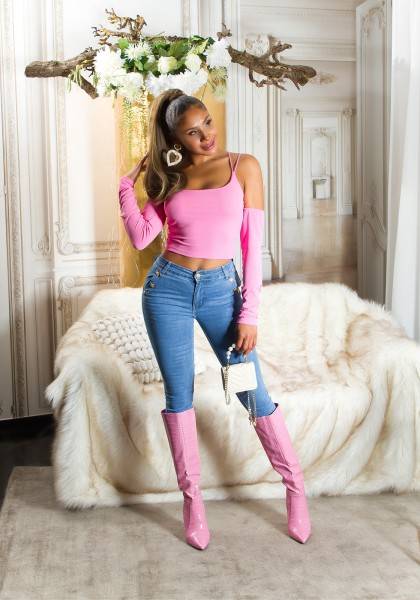 Koucla Sexy Highwaist Skinny Jeans Mit Goldenen Details