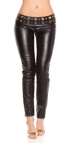 Koucla Sexy Hüft-Skinny-Hosen Im Lederlook Mit Nieten
