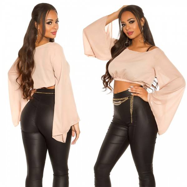 Koucla Sexy KouCla Chiffon Latina Crop Top Batärmel