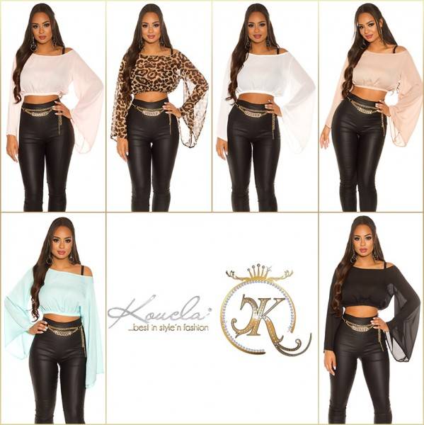 Koucla Sexy KouCla Chiffon Latina Crop Top Batärmel