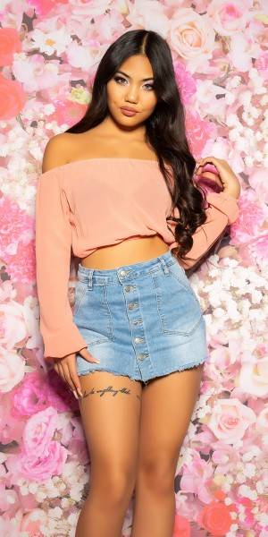 Koucla Sexy KouCla Chiffon Latina-Crop Top Bauchfrei