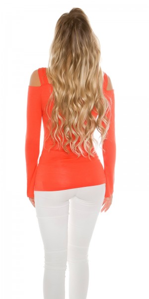 Koucla Sexy KouCla Coldshoulder Langarmshirt Mit Strass