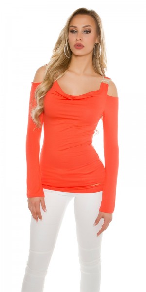 Koucla Sexy KouCla Coldshoulder Langarmshirt Mit Strass