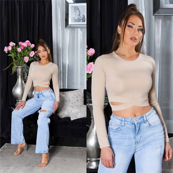 Koucla Sexy Koucla Crop Top Mit Cut Outs Und Langem Arm