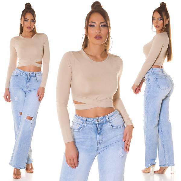 Koucla Sexy Koucla Crop Top Mit Cut Outs Und Langem Arm