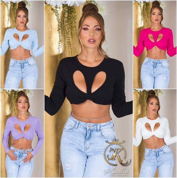 Koucla Sexy Koucla Cropped Langarmshirt Mit Cut Outs