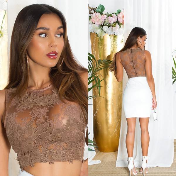 Koucla Sexy Koucla Croptop Mit Stickerei, Transparent