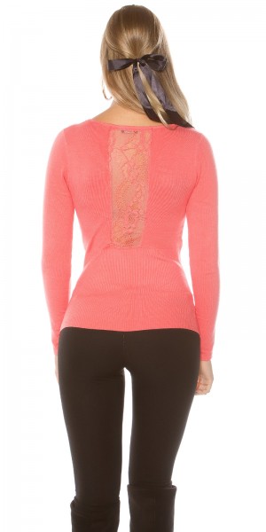 Koucla Sexy KouCla Feinstrick Kurz- Pullover Mit Spitze