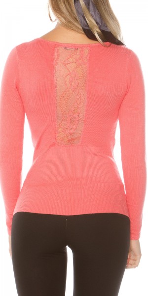 Koucla Sexy KouCla Feinstrick Kurz- Pullover mit Spitze