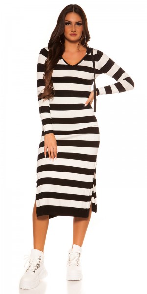 Koucla Sexy Koucla Feinstrick MaxiKleid M.Streifen/Kapuze