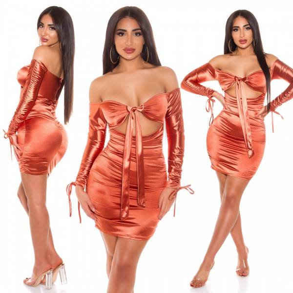 Koucla Sexy KouCla Gerafftes Off-Shoulder Satin Kleid