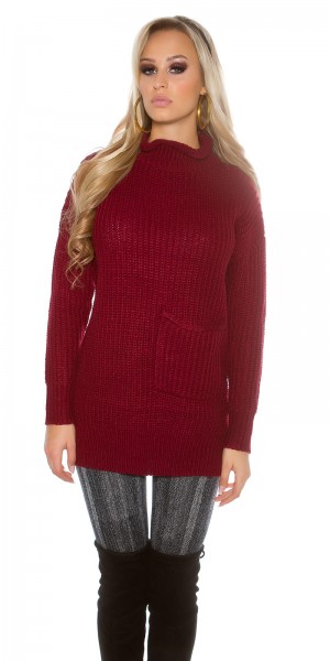 Koucla Sexy KouCla Grobstrick Rollkragen Pulli Mit Tasche