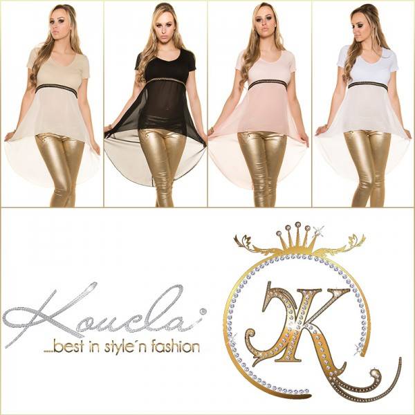 Koucla Sexy KouCla High Low Shirt Mit Kette & Chiffon
