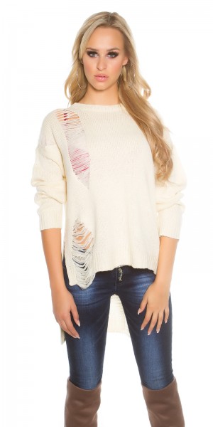 Koucla Sexy Koucla-High/Low-Strickpullover Mit Risse