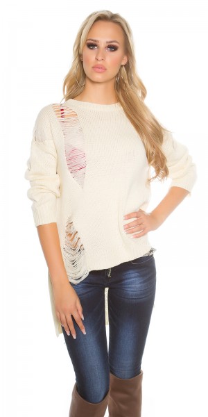 Koucla Sexy Koucla-High/Low-Strickpullover Mit Risse