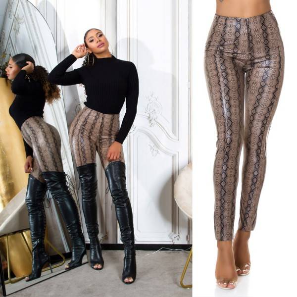 Koucla Sexy Koucla Highwaist Kunstlederhose Snake Print