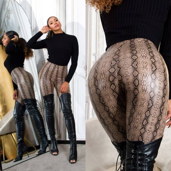 Koucla Sexy Koucla Highwaist Kunstlederhose Snake Print