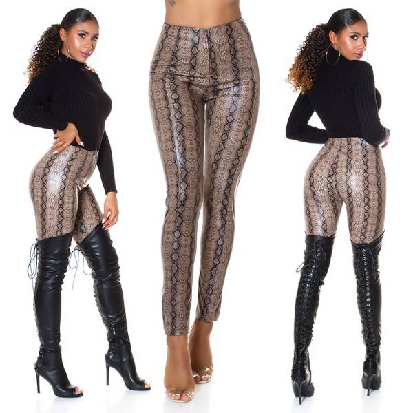 Koucla Sexy Koucla Highwaist Kunstlederhose Snake Print