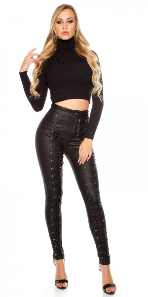 Koucla Sexy KouCla highwaist LederlookHose mit Schnürung