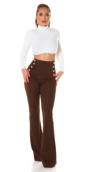Koucla Sexy Koucla Highwaist Schlaghose M. Goldene Knöpfe