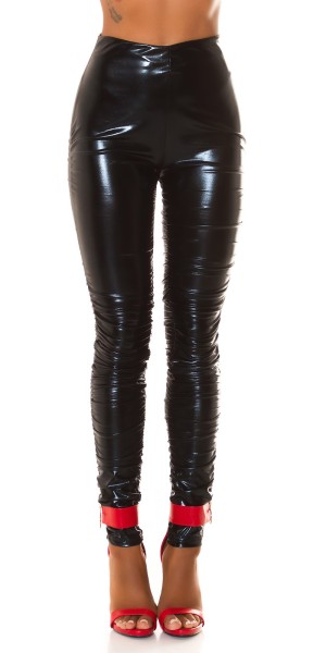 Koucla Sexy Koucla Highwaist Wetlook Hose Mit Raffung