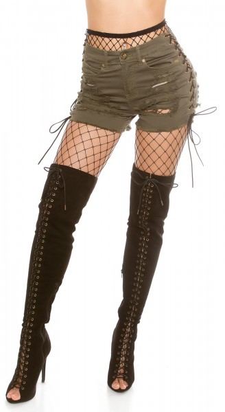 Koucla Sexy KouCla Jeans Shorts Used Look & Schnürung