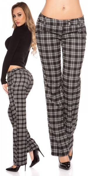 Koucla Sexy KouCla Karo-Hose mit Glitzer und Ketten