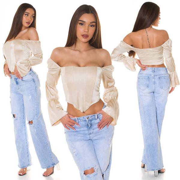 Koucla Sexy Koucla Korsagen Top Off-shoulder Satin Look