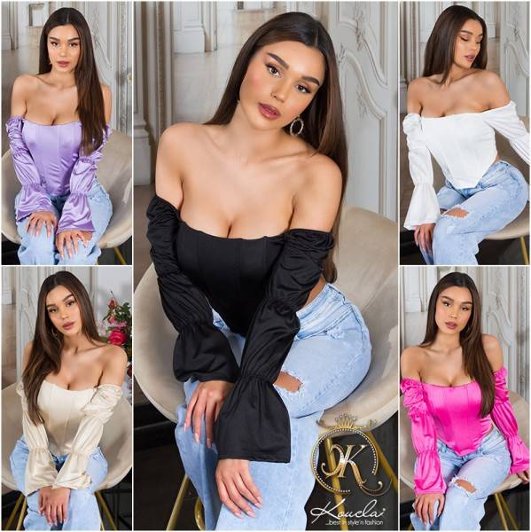 Koucla Sexy Koucla Korsagen Top Off-shoulder Satin Look