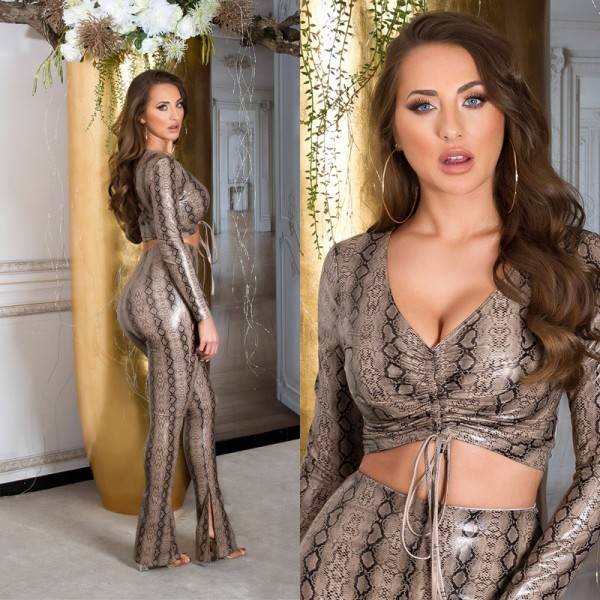 Koucla Sexy Koucla Kunstleder Crop Top Mit Animal Print