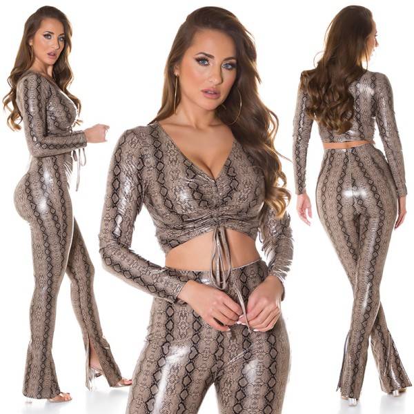 Koucla Sexy Koucla Kunstleder Crop Top Mit Animal Print