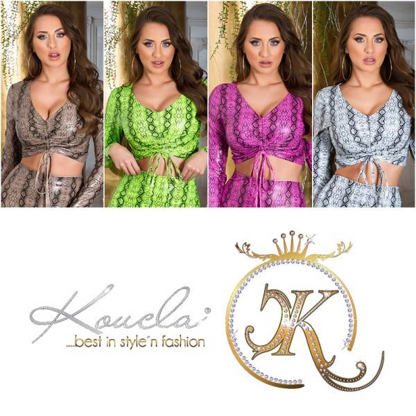 Koucla Sexy Koucla Kunstleder Crop Top Mit Animal Print