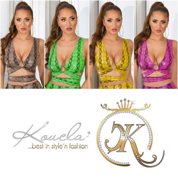 Koucla Sexy Koucla Kunstleder Crop Top Mit Snake Print