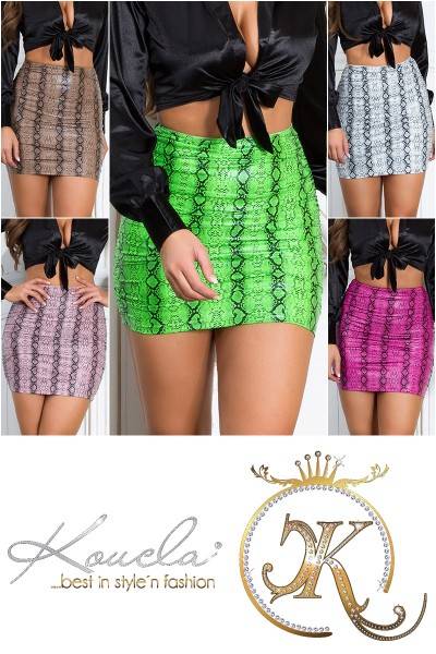 Koucla Sexy Koucla Kunstleder Minirock Mit Animal Print