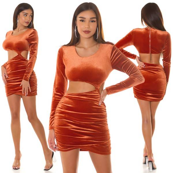 Koucla Sexy Koucla Langarm Samtlook Kleid Mit Cut Out