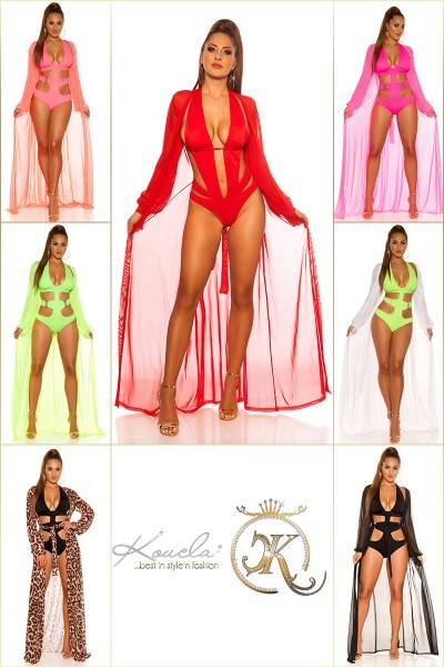 Koucla Sexy KouCla Langarm Strand Kimono Mit Gürtel