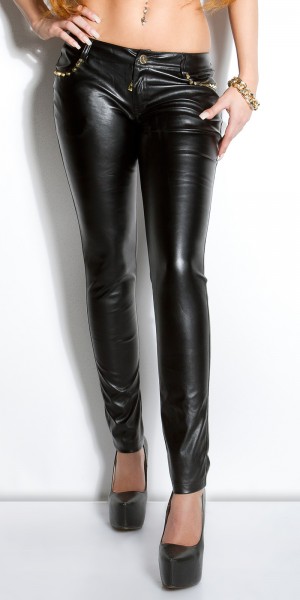Koucla Sexy KouCla Lederlook-Hose Mit Nieten An Taschen