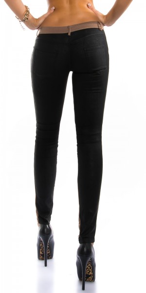Koucla Sexy KouCla LederLook-Hose Mit Stoffapplikation