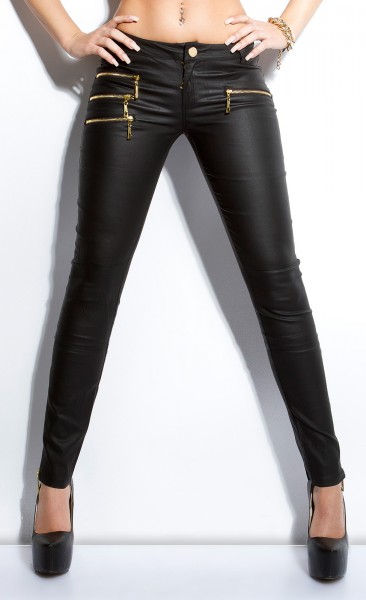 Koucla Sexy KouCla Lederlook-Pants Mit Goldenen Zips