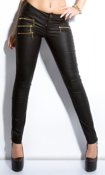 Koucla Sexy KouCla Lederlook-Pants Mit Goldenen Zips