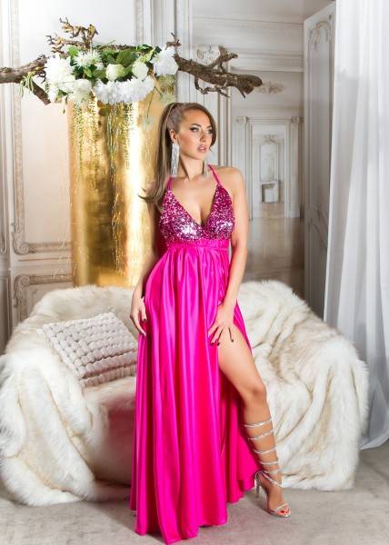 Koucla Sexy Koucla Maxikleid Mit Pailetten & Beinschlitz