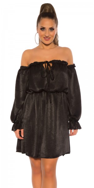 Koucla Sexy KouCla Minikleid Carmenausschnitt Satinlook