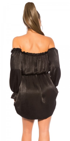 Koucla Sexy KouCla Minikleid Carmenausschnitt Satinlook